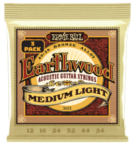 Ernie Ball Earthwood Medium Light Acoustic Guitar Strings.