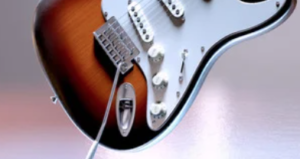 An electric guitar tone controls.  Volume & Tone on a Fender Stratocaster electric guitar.