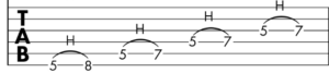 Hammer ons. Pentatonic scales