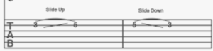 guitar slides in tab. Pentatonic scales.