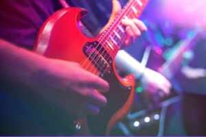 Tremolo picking the electric guitar.