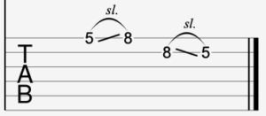 String slides in the minor pentatonic scale.